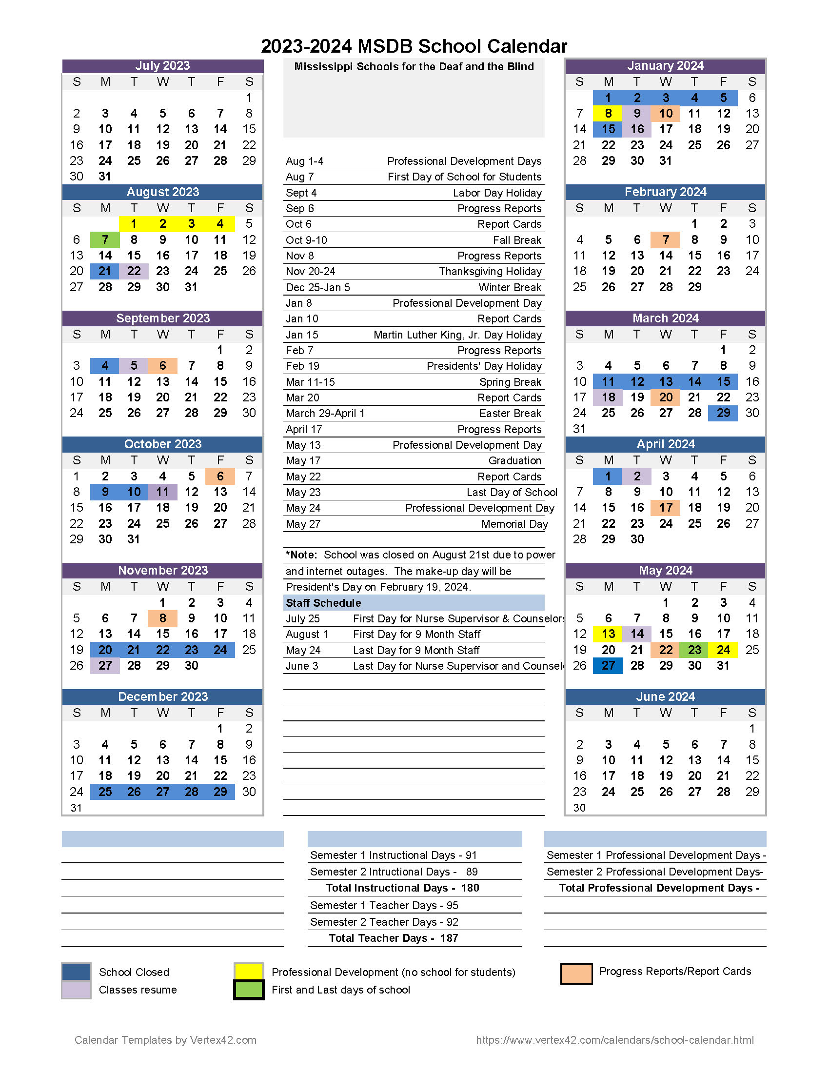 2023-2024 MSDB District Calendar